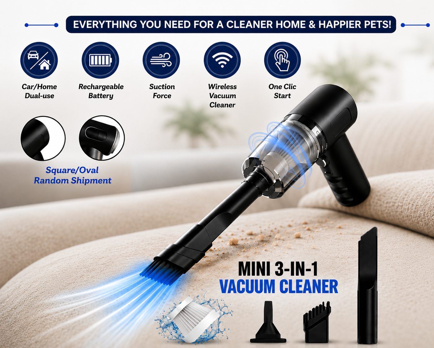 3-in-1 Mini Vacuum Cleaner